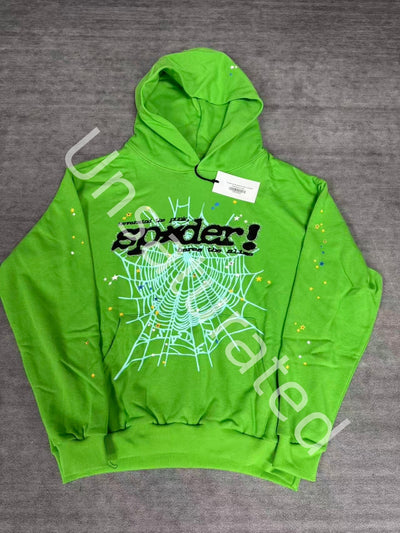 sp5der green hoodie front view